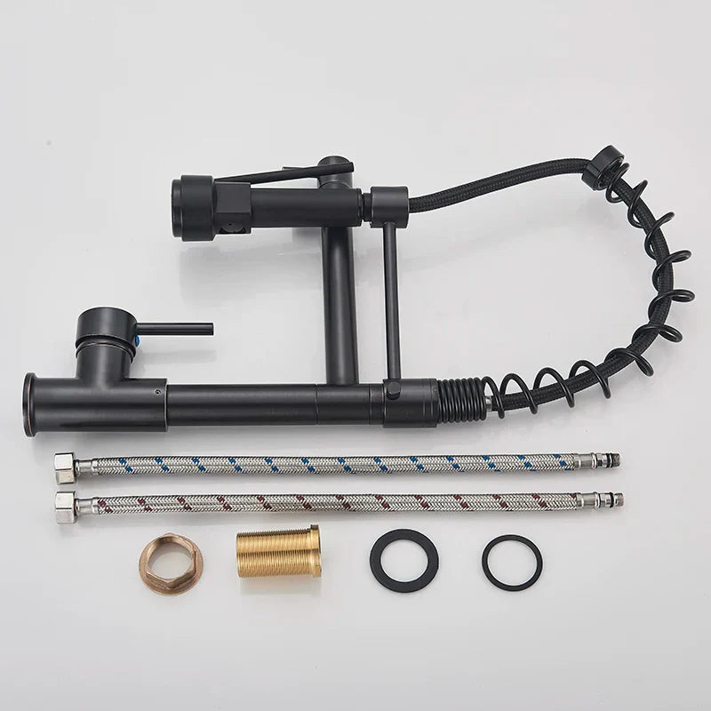 DecorBites™ LED Brushed Kitchen Faucet with Pull-Down Spring, Single Handle Swivel Spout