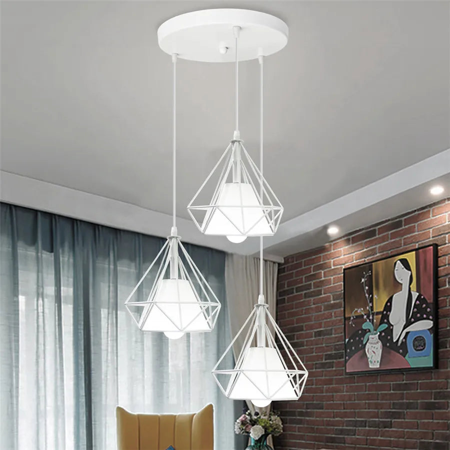 DecorBites™ Diamond Pendant Lights Trio for Modern Dining Room and Kitchen