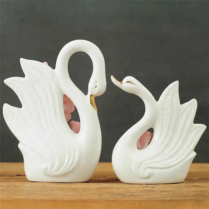 DecorBites™ Elegant Swan Sculpture Figurines Pair for Home Décor & Wedding Gift