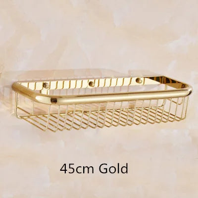 DecorBites™ Gold & Black Corner Shelf: Brass Bathroom Shelves for Stylish Storage