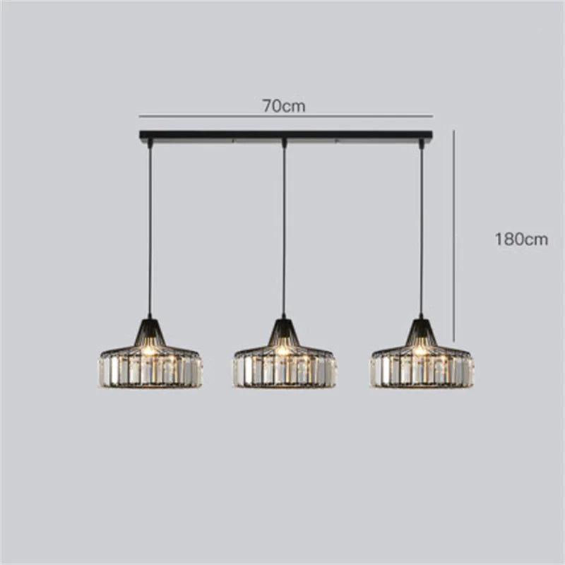 Gold Crystal Pendant Chandelier 3-Light Gold