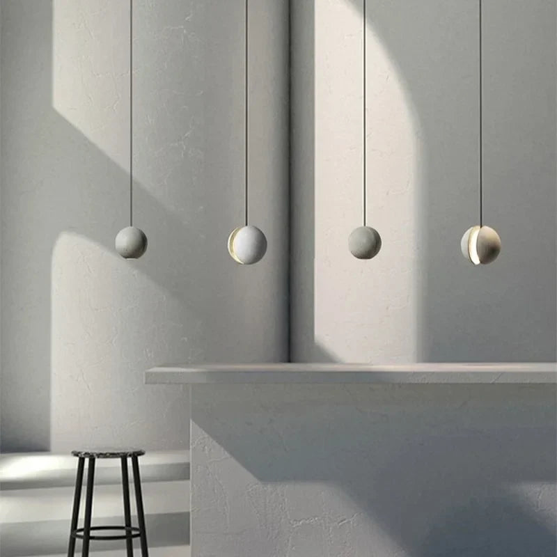 DecorBites™ Industrial Moon Cement Pendant Light for Kitchen, Bar, and Bedside