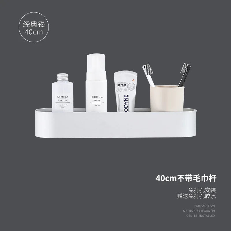 رف حمام من الألومنيوم من DecorBites™ مع قضيب مناشف لتنظيم الحمام/الدش