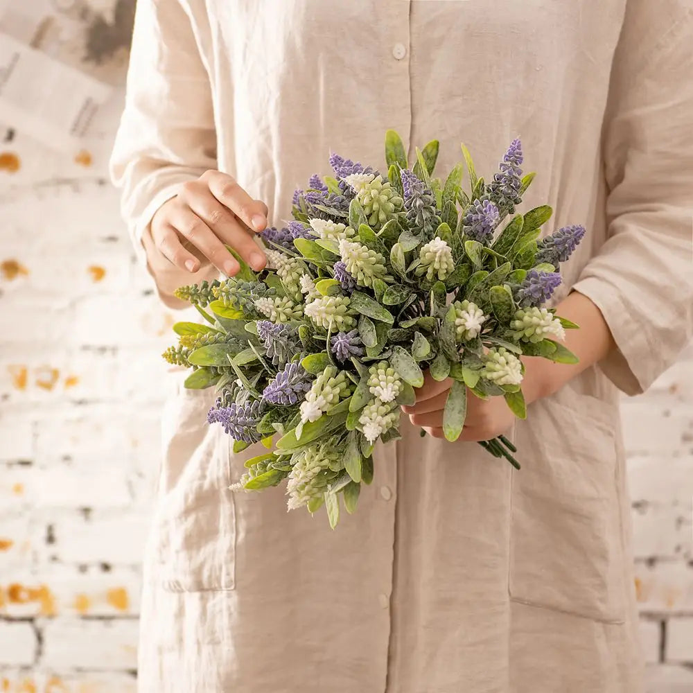 DecorBites™ Doluo Fruit Grass Simulation Flower Wedding Decor Fake Green Plants Bouquet