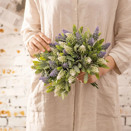 DecorBites™ Doluo Fruit Grass Simulation Flower Wedding Decor Fake Green Plants Bouquet