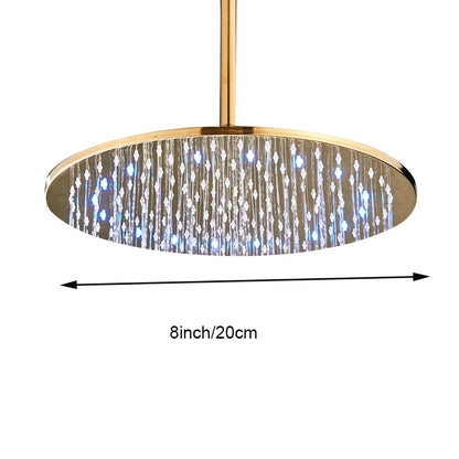 DecorBites™ 16" LED Round Gold Shower Head with Arm - Enhanced Brass Bathroom Accessory