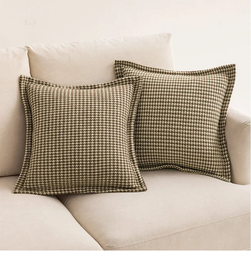 DecorBites™ Houndstooth Jacquard Throw Pillow Covers - Square Cushion Cover
