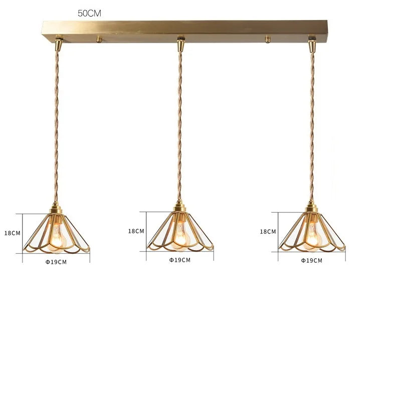 DecorBites™ Japanese Vintage Glass Copper LED Pendant Lamp for Bedroom, Bar, Cafe