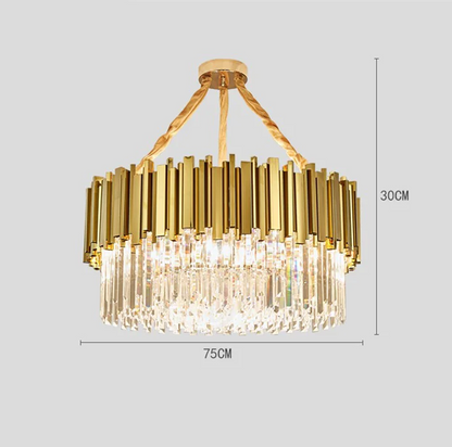 DecorBites™ Gold Metal LED Pendant Lights Adjustable Living Room Dining Round Fixture