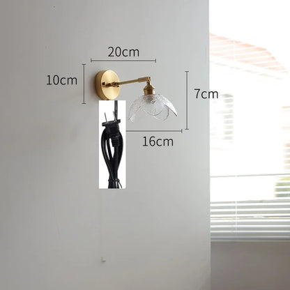 DecorBites™ Green Glass LED Wall Light with Pull Chain Switch - Modern Nordic Design