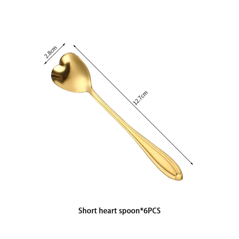 Juego de cucharillas de acero inoxidable Decorbites™ Flor de Oro para café, postres y helado