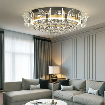 DecorBites™ Elegant Butterfly Flower Crystal Ceiling Lamp for Romantic Home Decor