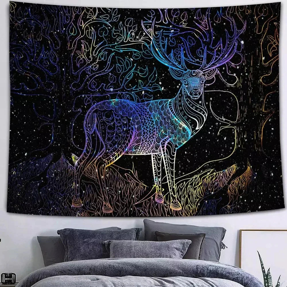 Decobites Psychedelic Galaxy Elk Wall Hanging Anime Tapestry