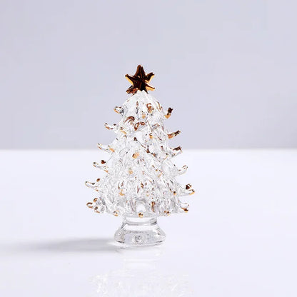 DecorBites™ Crystal Christmas Tree Mini Figurine Handmade Glass Collectible Decoration