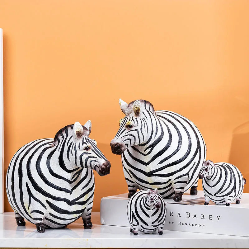 DecorBites™ Big Belly Zebra Resin Sculpture: Modern Decor for Home, Office, Living Room