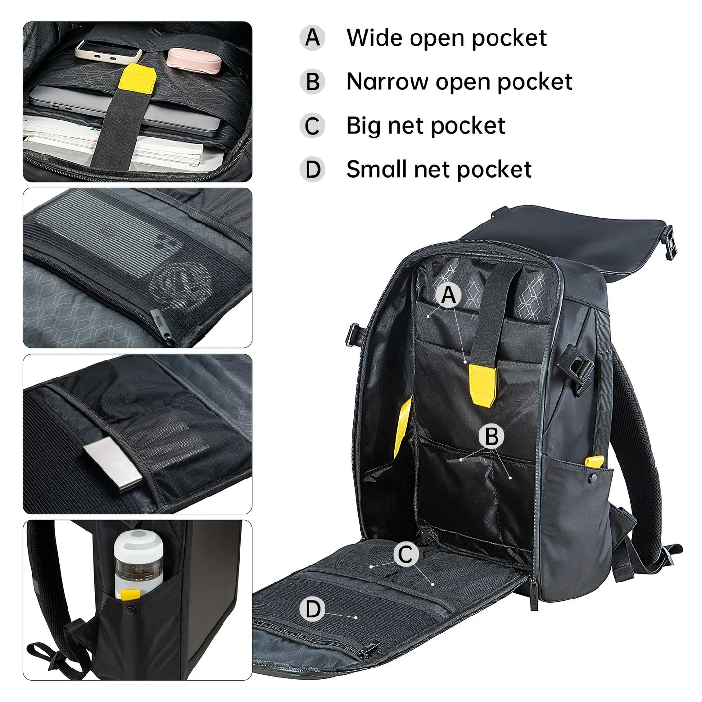 Mochila escolar DecorBites™ con pantalla LED RGB impermeable de 15" y compartimento para portátil