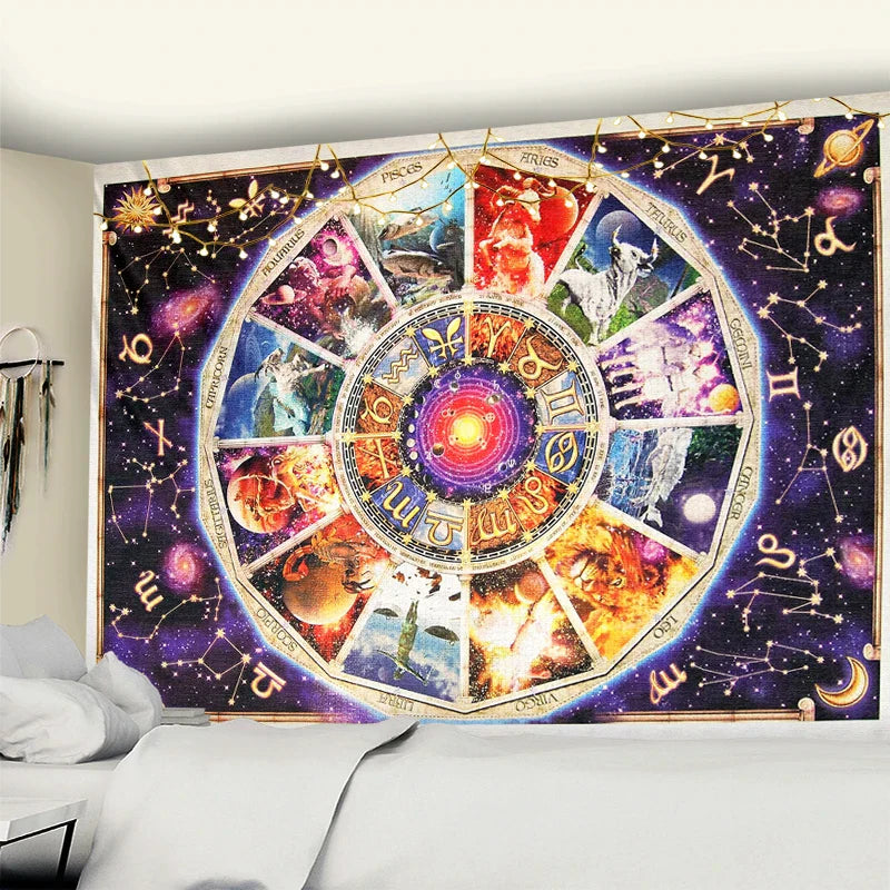 Night Moon Tarot Mandala Tapestry for Home Decoration - Decobites Hippie Wall Hanging