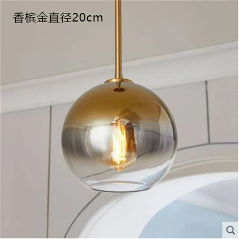Lámpara colgante LED de bola de cristal DecorBites™: Decoración moderna de cocina nórdica en plata y oro