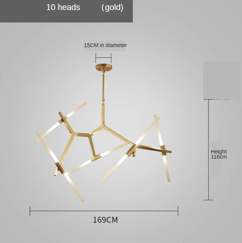 DecorBites™ Gold LED Chandelier: Modern Nordic Lighting Fixture for Indoor Decor.