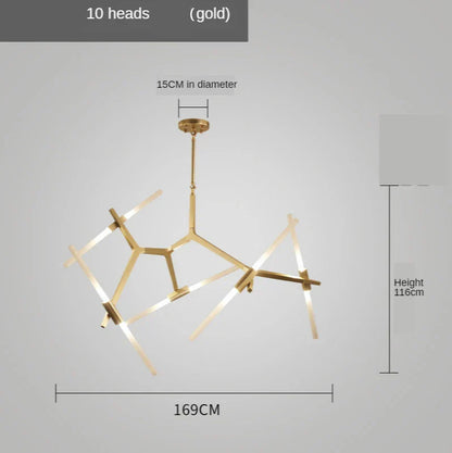 DecorBites™ Gold LED Chandelier: Modern Nordic Lighting Fixture for Indoor Decor.