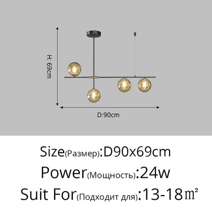 ثريا السقف الكروية الزجاجية من DecorBites™ لديكور المنزل - مصباح LED معلق عصري