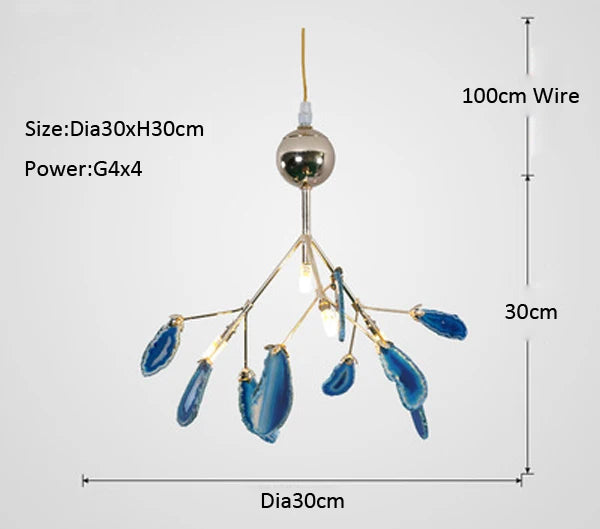 DecorBites™ Agate Branch Chandelier - Nordic Glass LED Globe for Bedroom, Kitchen, Dining Room