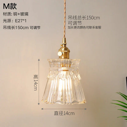 DecorBites™ Glass Copper Pendant Light: Modern Nordic Style Hanging Lamp for Kitchen, Dining, and Living Room