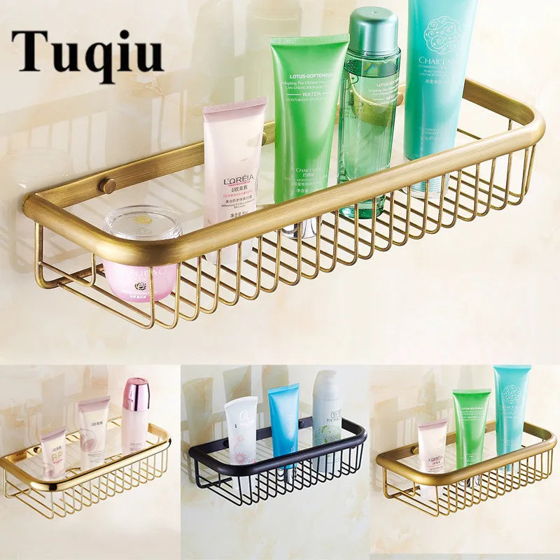 DecorBites™ Gold Brass Bathroom Shelf with Soap Holder 30cm/45cm