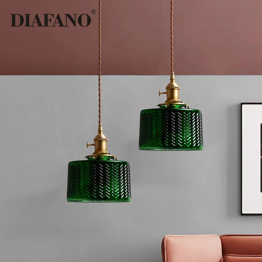 DecorBites™ Green Glass LED Pendant Light - Stylish Lighting Fixture for Modern Interiors