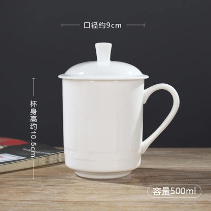 ReadStar China Jingdezhen Ceramic Tea Cup Bone China 500ml Cup With Lid Household Office Conference Cup Customization Cup