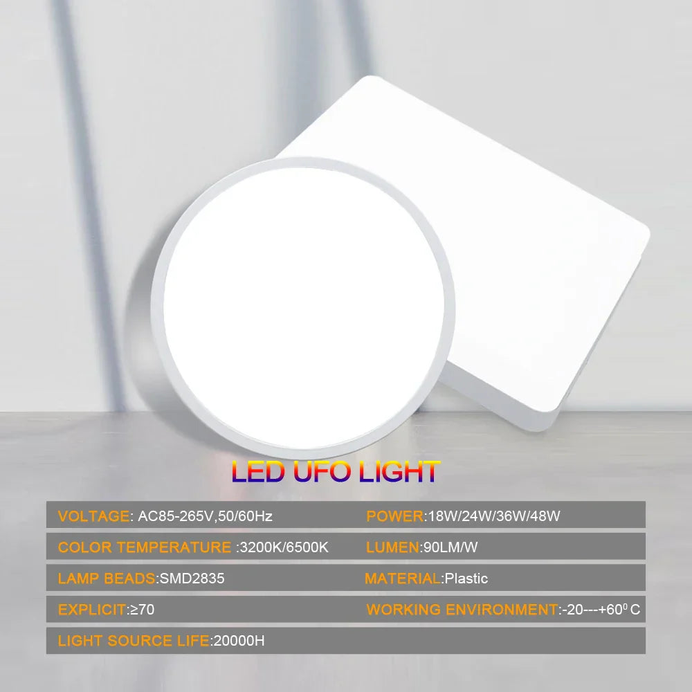 DecorBites™ LED Ceiling Light: Modern Ultra-thin Panel, 6-48W, Surface Mounted for Living Room