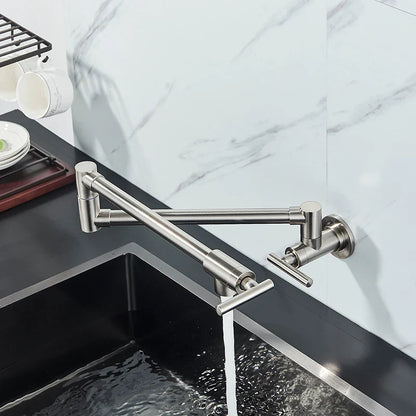 DecorBites™ Double Joint Spout Brass Kitchen Faucet, Single Hole Two Handle Swing Arm