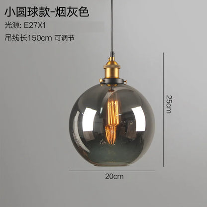 DecorBites™ Smoky Grey Glass Pendant Lamp: Nordic Hanging Light Fixture in Amber Glass