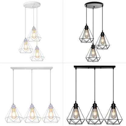 DecorBites™ Diamond Cage Wrought Iron Pendant Light for Dining Room and Kitchen Island