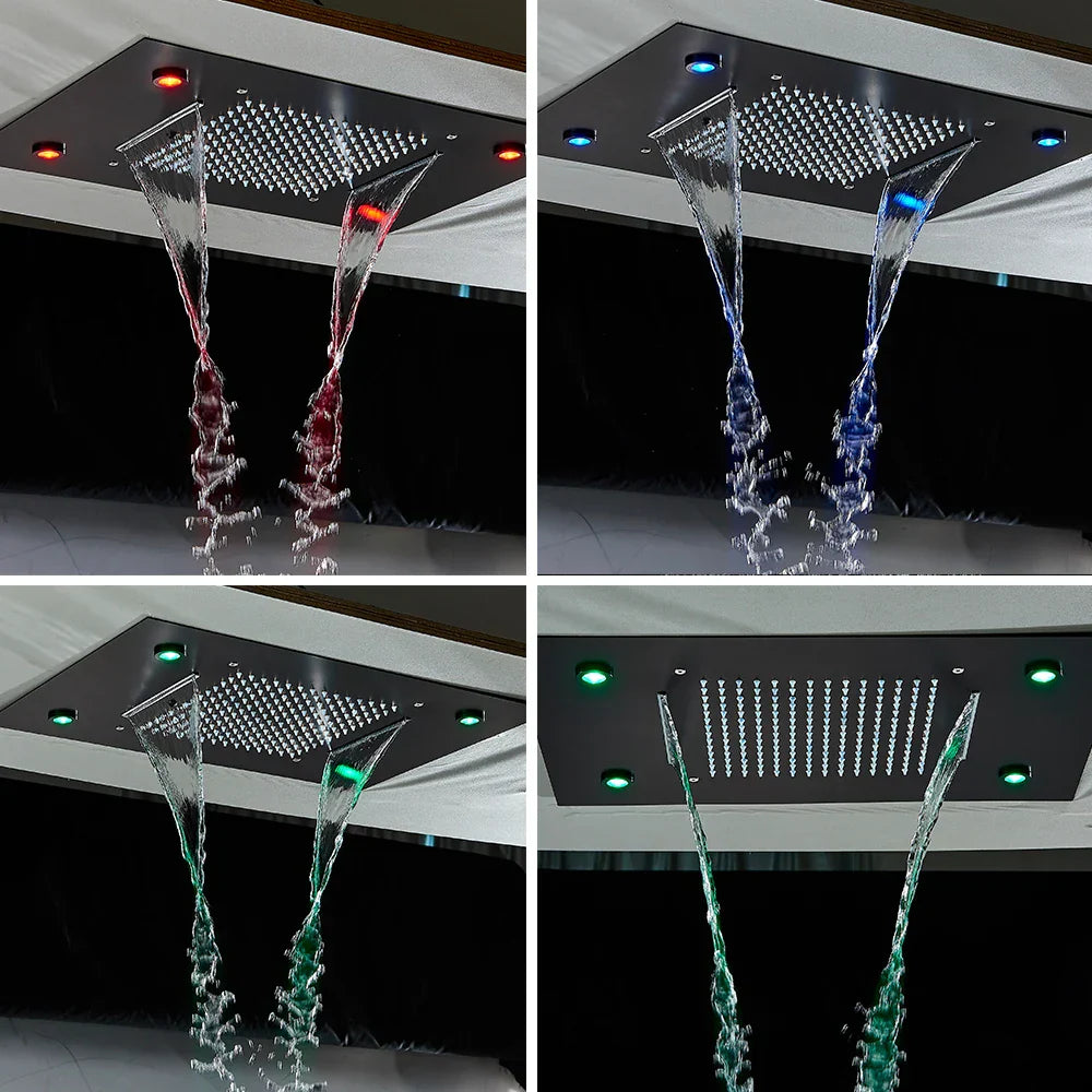 DecorBites™ LED Rainfall Shower Head Ceiling Mount Large Size for Bathroom Shower
