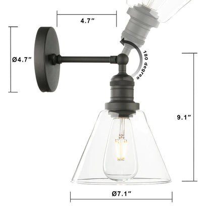 DecorBites™ Funnel Flared Glass Clear Glass Shade Single Sconce Wall Lamp