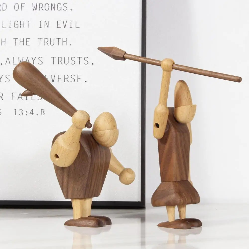 ديكور بايتس™ - تماثيل منحوتة من خشب الجوز الأسود - ديكورات غرف على الطراز الاسكندنافي - حرف يدوية وهدايا