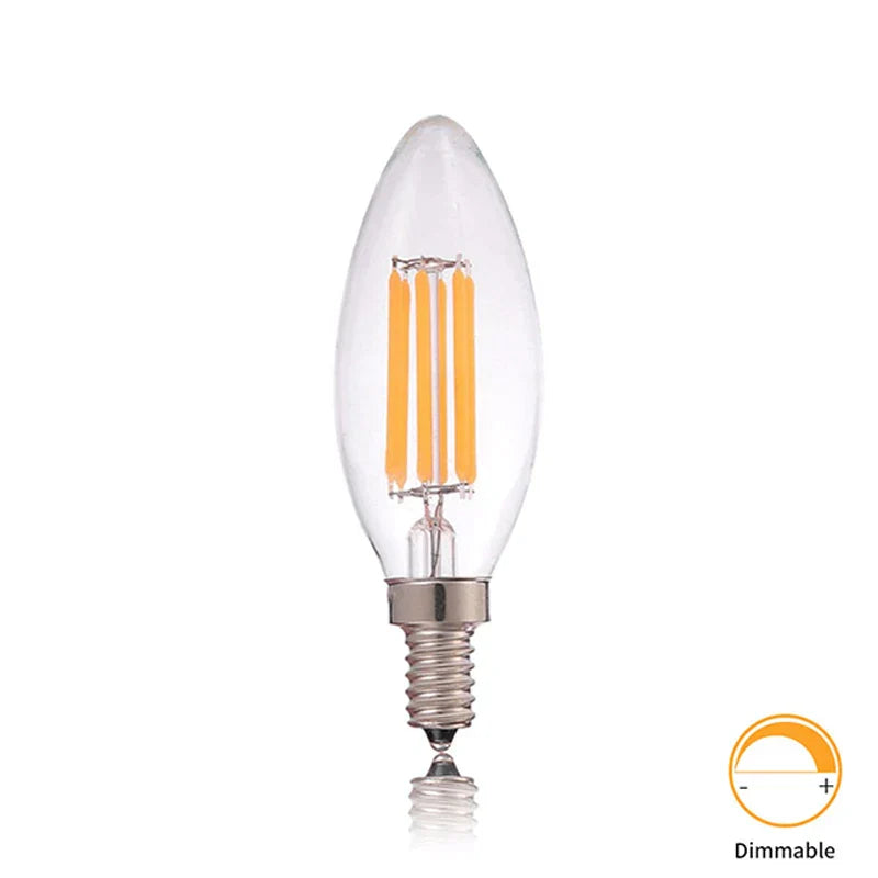 Bombilla LED Llama Decorbites™ E12 E14 C35 Vela Retro Filamento 4W 6W Regulable Blanco Cálido