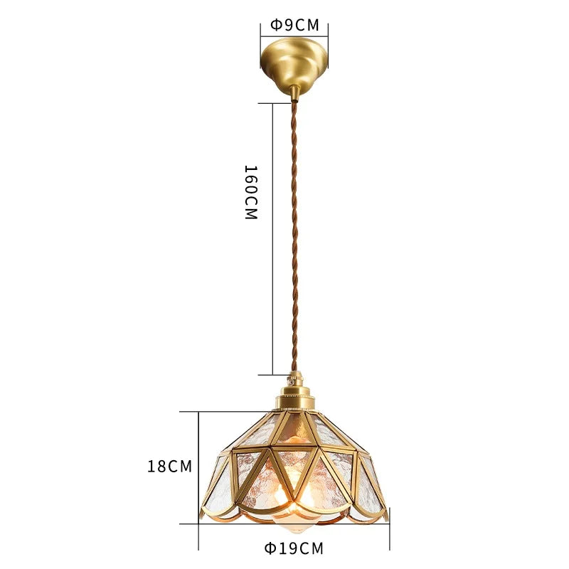 Decorbites™ Japanisches Vintage-Glas-Kupfer-LED-Pendant-Lampenleuchte für Schlafzimmer, Bar, Café
