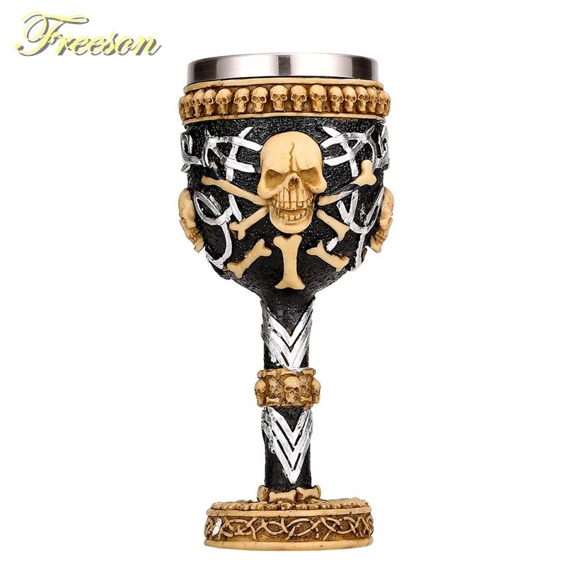 DecorBites™ Gothic Skull Resin Wine Glass 200ml bar drinkware cocktail whiskey cup