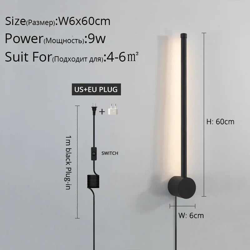 ديكوربايتس™ مصباح حائط LED أسود لغرفة المعيشة وغرفة النوم