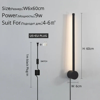 ديكوربايتس™ مصباح حائط LED أسود لغرفة المعيشة وغرفة النوم