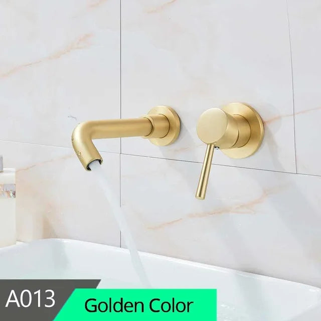 DecorBites™ Brass Wall Mount Basin Faucet: Single Handle Vessel Sink Mixer Tap