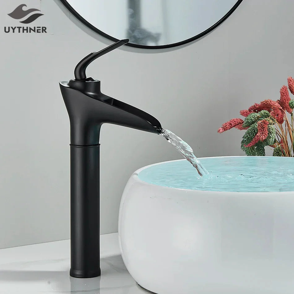 DecorBites™ Gold Waterfall Wine Glass Basin Faucet - Single Lever Bathroom Mixer