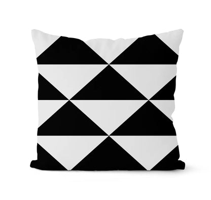 طقم أغطية وسائد هندسية باللونين الأبيض والأسود من DecorBites™ - وسادة لتزيين الأريكة المنزلية