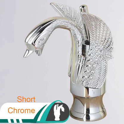 DecorBites™ Golden Swan Bathroom Mixer Faucet - Deck Mount Basin Tap with One Handle