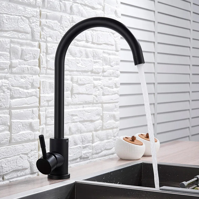 DecorBites™ Kitchen Faucet Hot Cold Water Mixer - Matte Black/Brushed Nickel Kitchen Taps