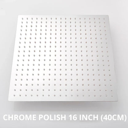 DecorBites™ 16 Inch Stainless Steel Chrome Square Rainfall Shower Head for Bathroom