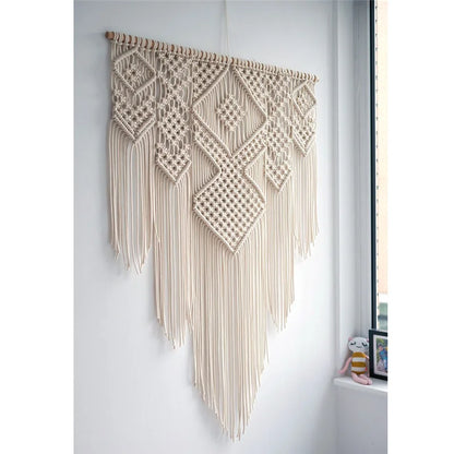 Decobites Large Hand-Woven Macrame Tapestry with Tassels