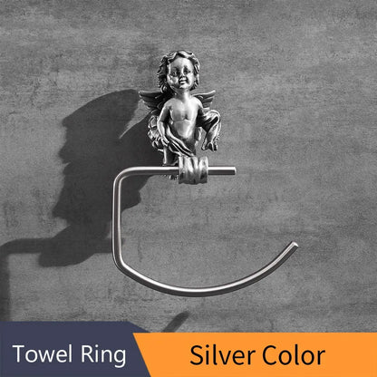 DecorBites™ Gold Brass Angel Towel Ring Wall Rack for Bathroom - MB-0786B